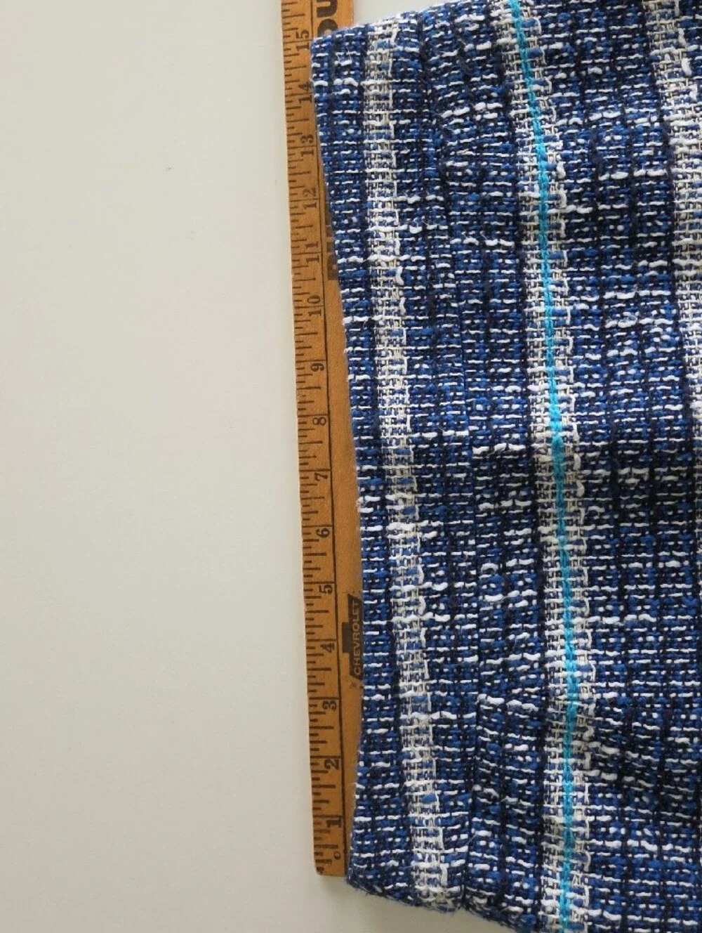 Tory Burch Navy and Aqua Striped Tweed Classic Prep Pencil Skirt Preppy Sz 6